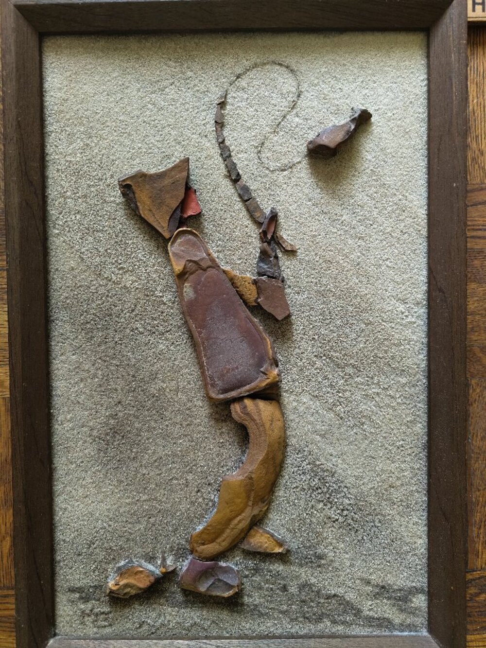 Pebbles and Sand Fisherman Wall Art Wood Framed